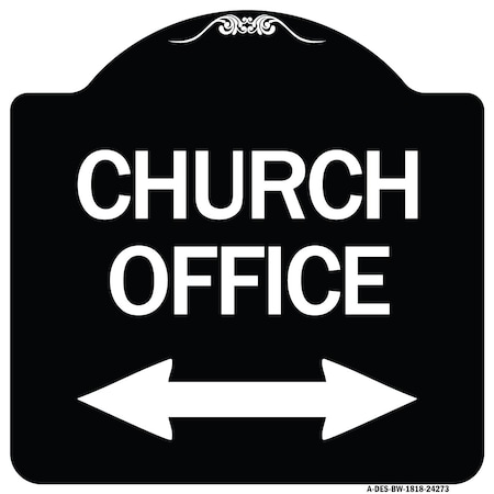 Signmission Church Parking W/ Bidirectional Arrow Heavy-Gauge Aluminum Sign, 18" x 18", BW-1818-24273 A-DES-BW-1818-24273
